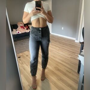 Forever 21 Black Cuffed Jeans